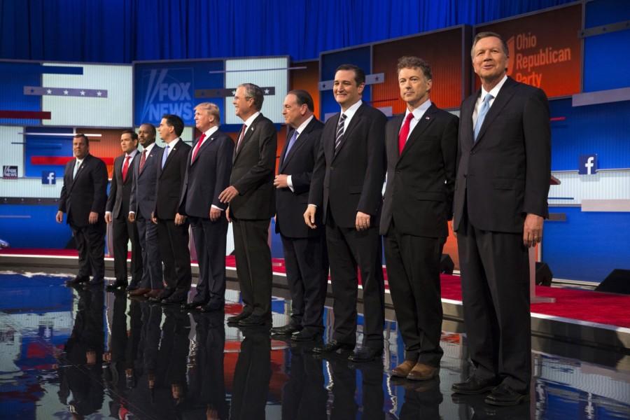 9 of the GOP front runners in the 2016 election, along with Scott Walker (4th from right) who has since dropped out.