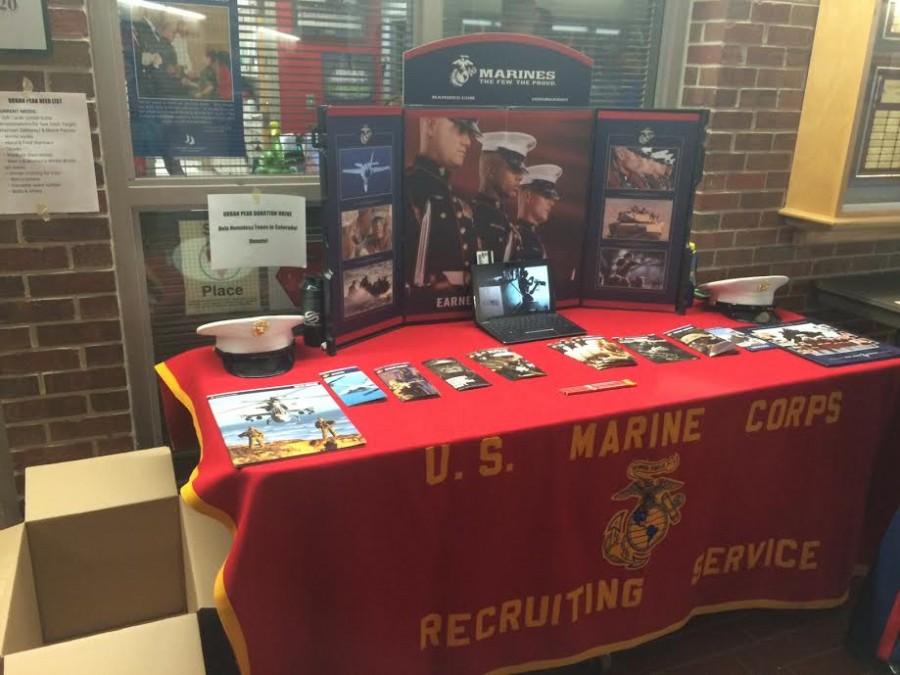The Marine Corps display on day four of Red Ribbon Week.
