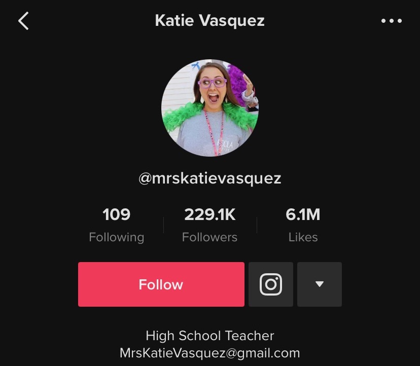 UP TO THE MILLIONS: Vasquezs most popular video, First day of school, has 2.4 million views and counting. That video alone has over 445 thousand likes of her 6.1 million likes on all her videos combined. Her students describe her as charismatic and outgoing which helps her attract a younger audience.