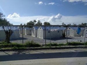In the Moria Camp: the tented homes for the refugees in the camp of Moria on Lesbos are becoming overcrowded. Even more homes and tents are needed now because the camps own refugees started a fire over COVID quarantine restrictions.