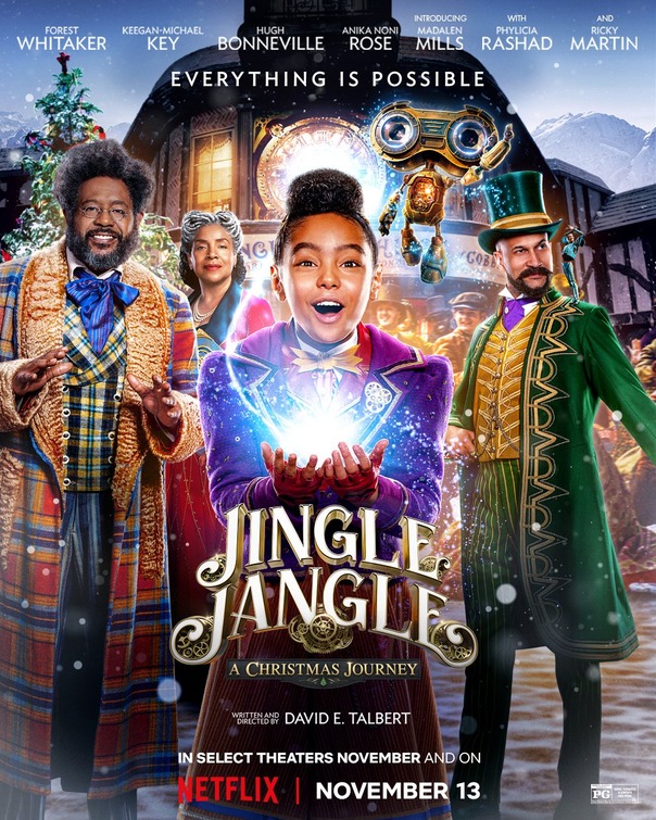 Jingle Jangle: A Christmas Journey is set in the festive town of Cobbleton, where a once highly esteemed toy maker named Jeronicus Jangle has been betrayed by his seemingly loyal apprentice. Now it’s up to his estranged granddaughter, Journey, to turn his frown upside down and get his Christmas spirit back.