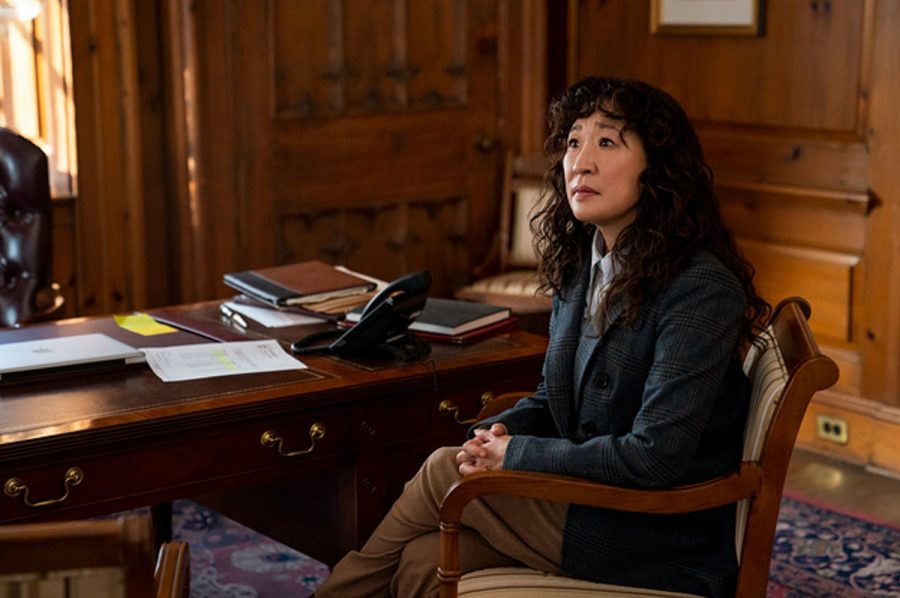 Sandra Oh, known for Greys Anatomy and Killing Eve, stars in Netflixs The Chair as Ji-Yoon Kim, the brand new chair of fictional Pembroke Universitys English department. As she navigates being the first woman to hold the role, she must also deal with controversies within the department. 