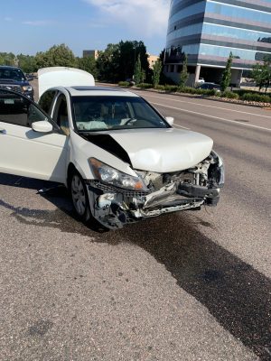 Junior Thomas Bourdeons car was totaled last week in a car accident. Many teens end up in similar accidents due to insufficient drivers training. 