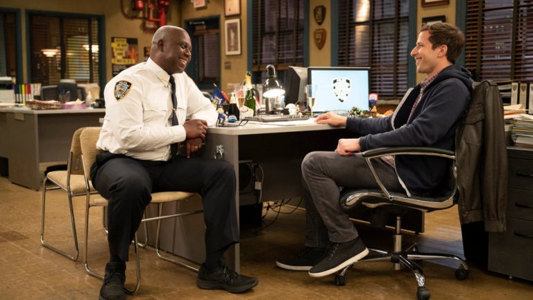 In one of the most heartwarming plotlines in Brooklyn Nine-Nine, main character Jake Peralta (Andy Samberg), who lacked a father figure growing up, finds one in his precinct captain, Raymond Holt (Andre Braugher). In the series finale, which aired Sept. 16, the two share a heartwarming moment. Holt isnt the only chosen family Jake finds over the course of the show. His closest friends, Charles Boyle (Joe Lo Truglio) and Rosa Diaz (Stephanie Beatriz), become like his siblings. And he falls in love with and marries his best friend, Amy Santiago (Melissa Fumero). Created by Michael Schur, the genius behind The Office, Parks and Rec, and The Good Place, among others, and Dan Goor, Brooklyn Nine-Nine first aired in 2013 and has often focused on the power of family since.
