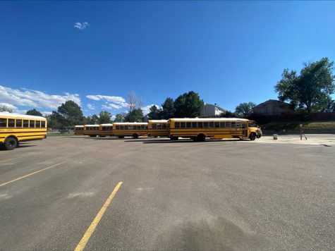 Sitting Ducks: On any given day, not all buses at Creek get utilized due to the nationwide driver shortage. Nine buses sit in the west parking lot before school ends. Hopefully some of these will be driven away within the hour; however, many won’t be, because there aren’t enough drivers to use them all. “We have 40 open routes across the district, which would be why some of those buses are sitting in the lot,” Thompson said. 