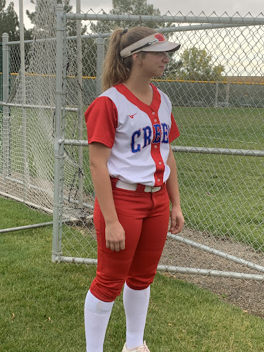 Senior Amanda Licht in her Creek softball uniform.