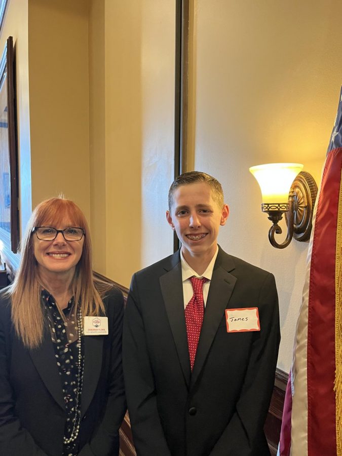 Sophomore James Ruehmann met the United States Senate candidate Deborah Flora at the Arapahoe County Republican Breakfast Club to seek support for creating the Creek Teenage Republicans. “I can’t do this alone,” Ruehmann said. “I will need all the help I can get.” Ruehmann hopes to have several guest speakers at future club meetings. 