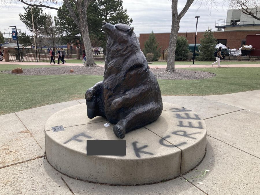 Spray-painted graffiti in Creeks quad as well as in the south parking lot included expletives and graphic images.