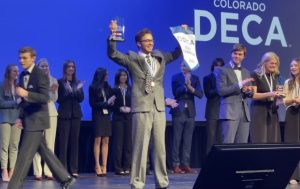 Senior Mason Levy wins two first place titles in the state DECA competition which took place on Feb. 27 - Mar. 1. This year I really wanted to take first, and then I did it twice,” Levy said.