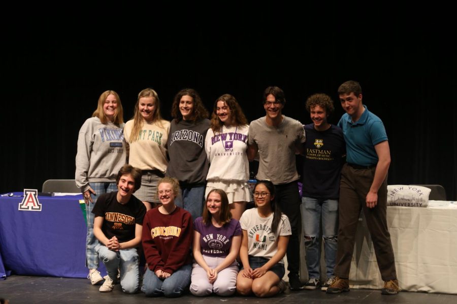 Eleven+seniors+planning+to+attend+college+for+fine+arts+degrees+participated+in+Fine+Arts+Signing+Day%2C+where+graduating+students+are+honored+for+their+time+in+Creek+fine+arts+programs.+Theatre+director+Alex+Burkart%2C+choir+director+Sarah+Harrison%2C+band+director+Tim+Libby%2C+and+orchestra+director+Jennifer+Poole+all+introduced+some+of+their+students+and+their+future+plans+on+stage.+From+left%2C+top+row%3A+Addison+Niehoff%2C+Lexi+Casey%2C+Ren+Becerra%2C+Bella+Mitchell%2C+Riccardo+D%E2%80%99Urso%2C+Caleb+Meyerhoff%2C+Paul+Marshall.+From+left%2C+bottom+row%3A+Alex+Mitchell%2C+Lizzie+Esses%2C+Sara+Manos%2C+Erika+Liu.