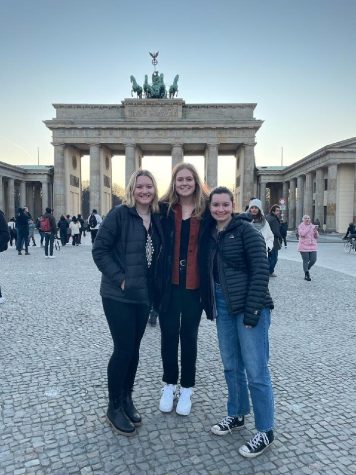 Creek alumna Audrey Dow (right) and fellow CBYX participants Leah Byrne (center) and Jaden Leatherman (left) visit the Brandenburg Gate in Berlin. Participants in the program are sometimes able to travel around Europe on weekends, despite the fact that most of the participants’ time is spent in Germany learning and interning. “We traveled all around Europe [and] I went to Berlin, which was far away from where I was in the South, Croatia, Italy, Greece, and Serbia, so a lot of [different] places,” Dow said.