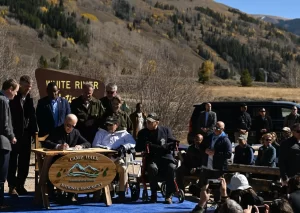 President Biden arrived in Colorado Wednesday, where he declared Camp Hale as a national landmark to protect the land from development.