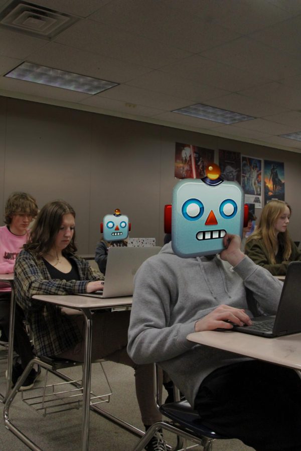 Robot Writers: Students write essays in Michael Mazenko’s eighth period Intro to Composition class. ChatGPT’s writing is difficult for teachers to discern from human work.
