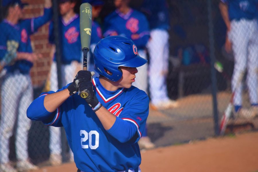 Senior Nick Herrick prepares for a pitch.