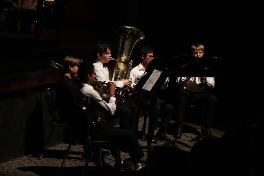 Students+from+Symphonic+Band+1+perform+in+a+small+brass+ensemble.