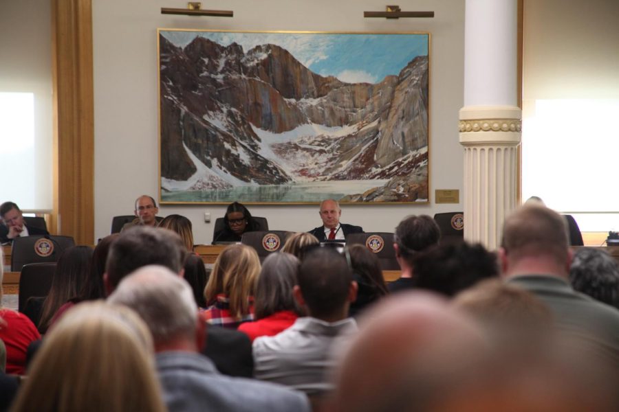 Representative Bob Marshall (D-HD43) watches Representative Epps’ opening statement for HB-1230 on April 19. 1230 would have banned the sale and transfer of assault weapons in Colorado, but failed 6 - 7 on April 20.