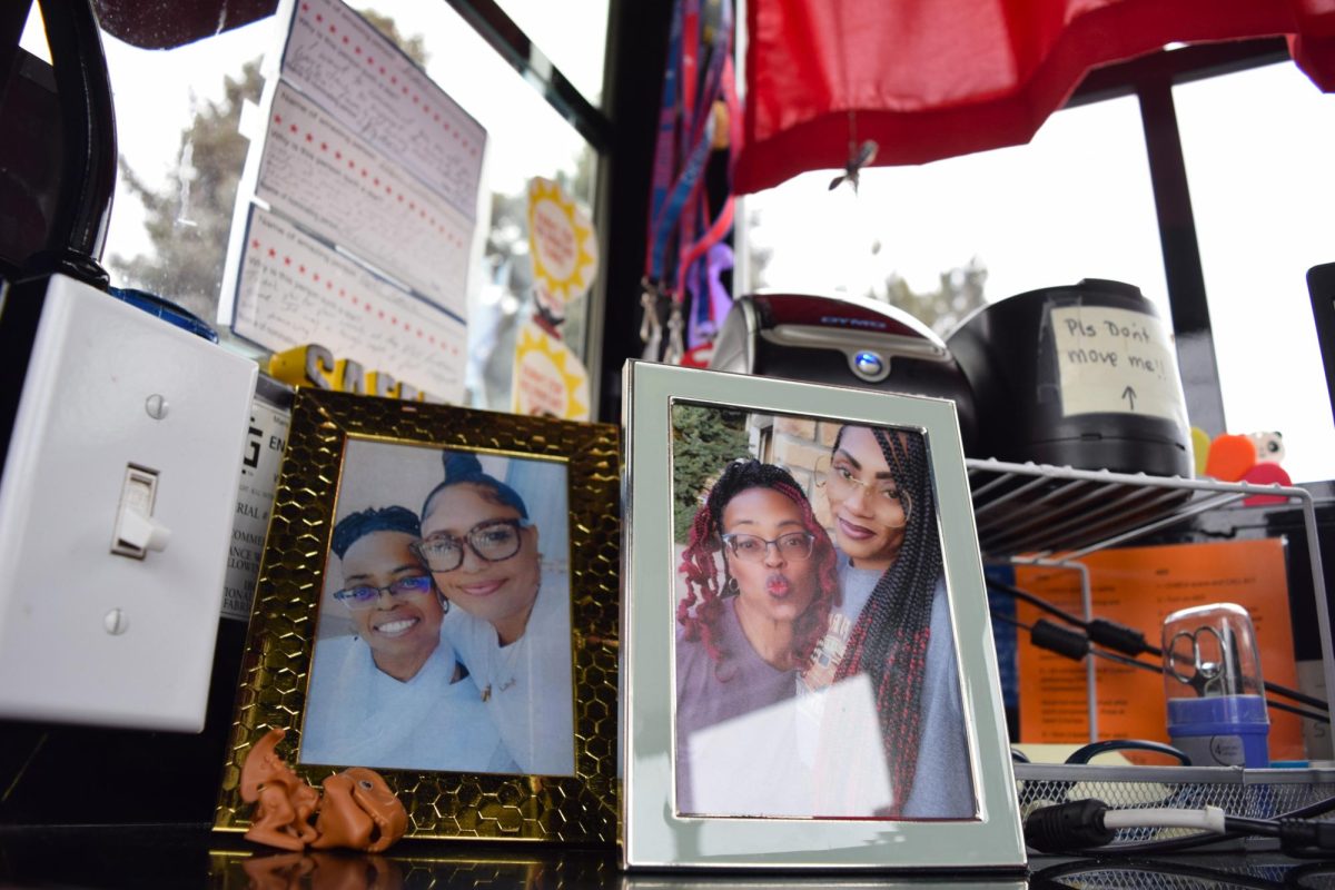 Security Specialist April Garcia placed photos of Anderson in her security kiosk after her passing. 