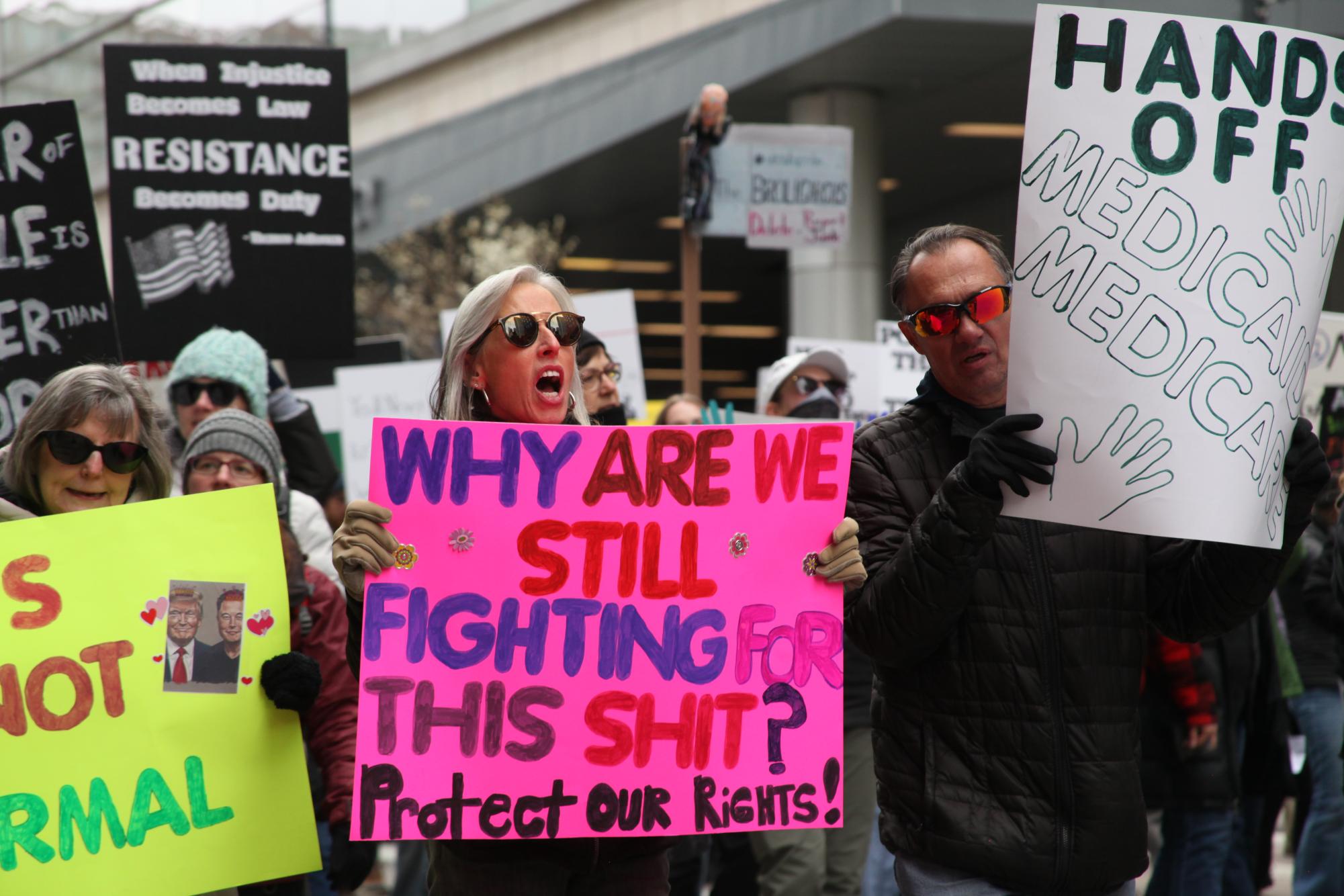 Creek Students Join Denverites to ‘Hands-Off’ Protest Trump Administration