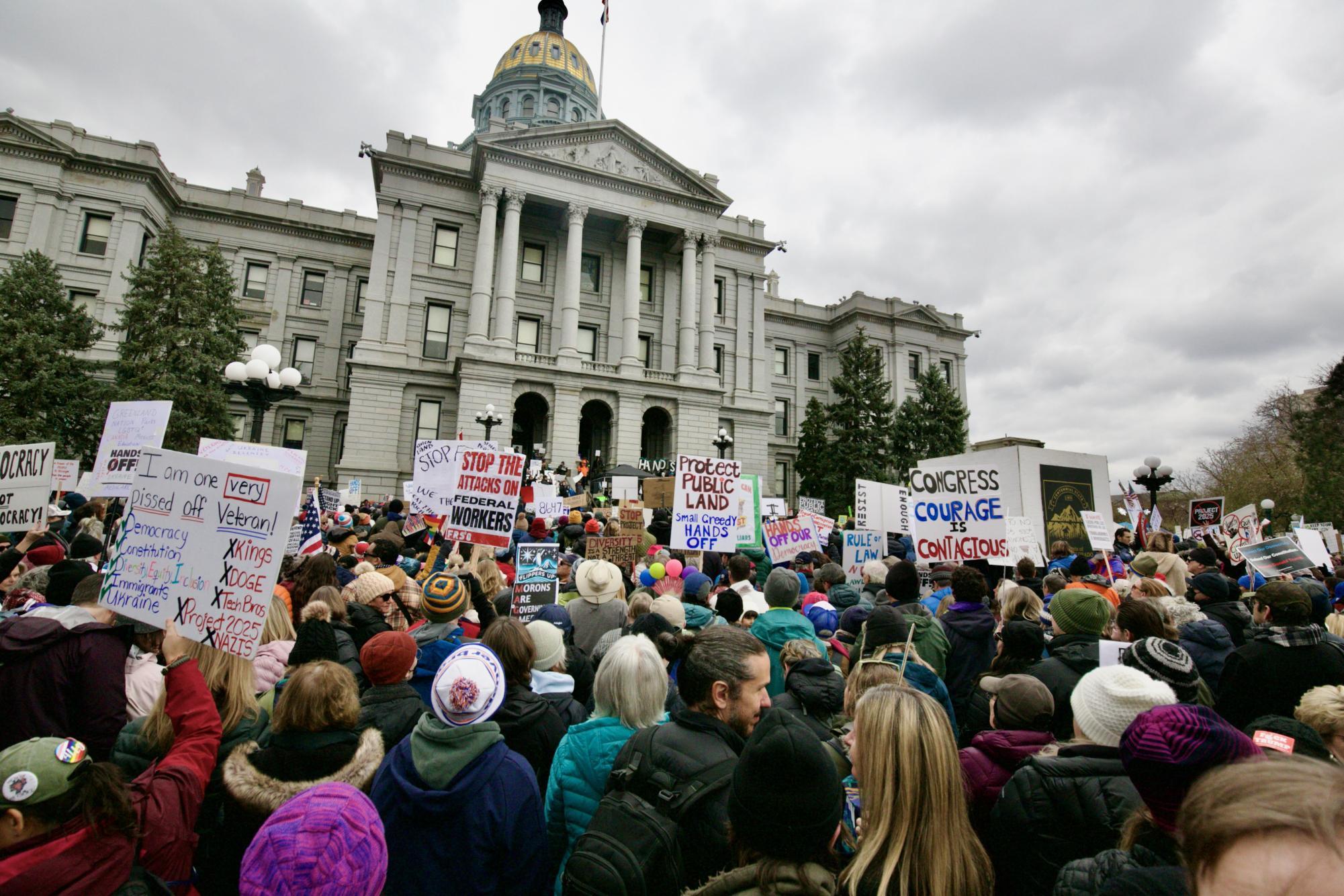 Creek Students Join Denverites to ‘Hands-Off’ Protest Trump Administration