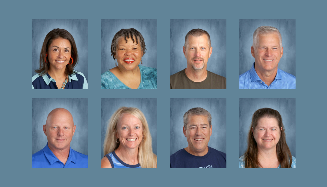 These eight teachers are saying goodbye to Creek. From left: Erica Padzik, Vernal Pope, Cory Lefebre, Mike Kraft, Steve Huntingdale, Dara Goeglein, Matt Buddington, and Michelle Barber. 