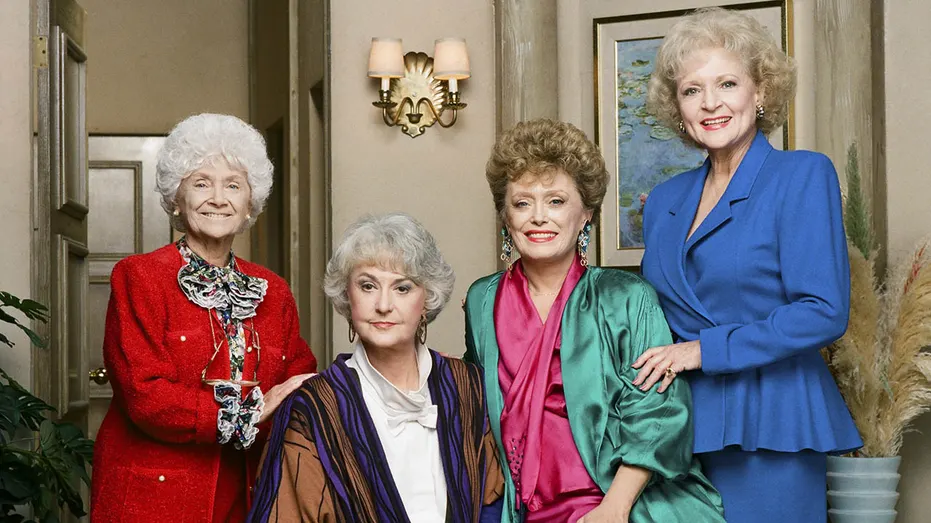 The four Golden Girls pose in their iconic Miami home in 1988. From left: Sophia Petrillo (Estelle Getty), Dorothy Zbornak (Bea Arthur), Blanche Devereaux (Rue McClanahan), Rose Nylund (Betty White).
