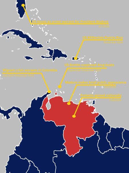 A map of major events that are shaping the U.S. role in Venezulan politics and the tension between the nations.